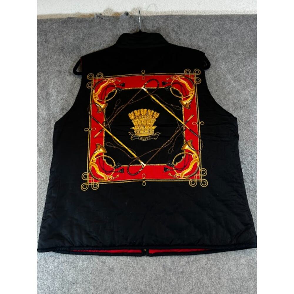 VTG Y2K Lauren Ralph Lauren Puffer Vest Women L Crest Logo Reversible Equestrian - Picture 1 of 7